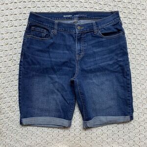 Old Navy Shorts Curvy Profile 8 Regular Blue Denim Cotton Blend 5-Pockes Waist32